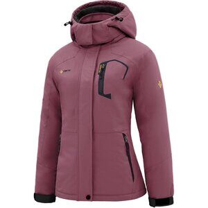 Women's Dusty Pink Ski Snow Hooded Jacket Coat Snowboard Waterproof Winter Warm